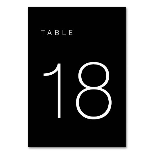 Modern minimalistisch zwart-wit tabelnummer 18 kaart (Voorkant)