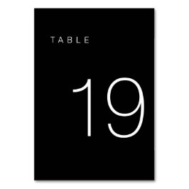 Modern minimalistisch zwart-wit tabelnummer 19 kaart