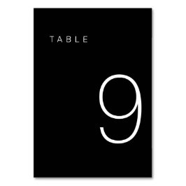 Modern minimalistisch zwart-wit tabelnummer 9 kaart