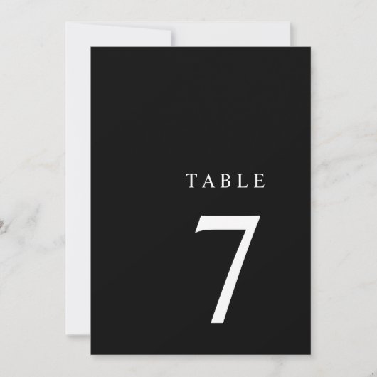 Modern minimalistisch zwart-wit tabelnummer bedankkaart (Voorkant)