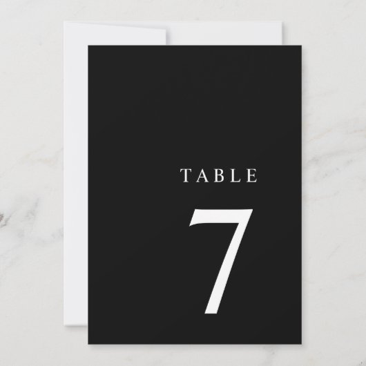 Modern minimalistisch zwart-wit tabelnummer bedankkaart (Achterkant)