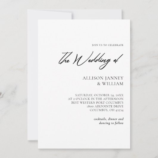 Modern minimalistisch: zwart-wit trouwfoto kaart (Voorkant)