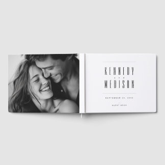 Modern Minimalistisch Zwart & Wit Trouwgastenboek Gastenboek