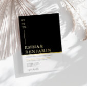 Modern & minimalistisch zwart | Wit Trouwgoud Folie Uitnodiging