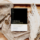 Modern & minimalistisch zwart | Wit Trouwgoud Folie Uitnodiging