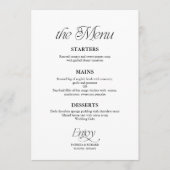 Modern Minimalistisch Zwart-Wit Trouwmenu Menu (Voorkant)