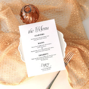 Modern Minimalistisch Zwart-Wit Trouwmenu Menu