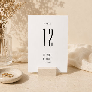 Modern Minimalistisch Zwart & Wit Trouwtafelnummer Kaart