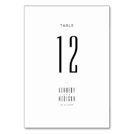 Modern Minimalistisch Zwart & Wit Trouwtafelnummer Kaart