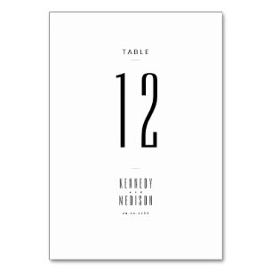 Modern Minimalistisch Zwart & Wit Trouwtafelnummer Kaart