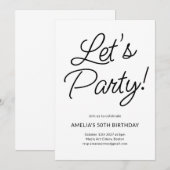 Modern minimalistisch zwart wit verjaardagsfeest C Kaart (Voorkant / Achterkant)