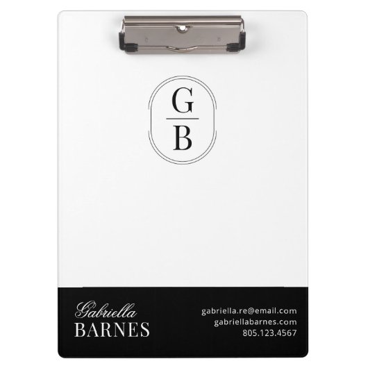 Modern minimalistisch zwart-wit vet klembord (Voorkant)