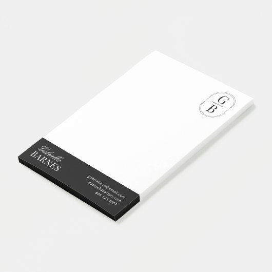 Modern minimalistisch zwart-wit vet post-it® notes (Schuin)