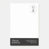 Modern minimalistisch zwart-wit vet post-it® notes (Voorkant)