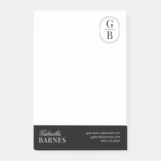 Modern minimalistisch zwart-wit vet post-it® notes (Voorkant)