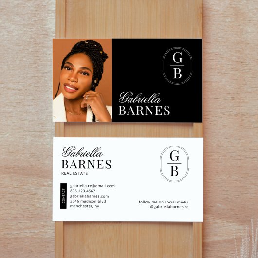 Modern minimalistisch zwart-wit vet visitekaartje