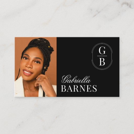 Modern minimalistisch zwart-wit vet visitekaartje (Voorkant)