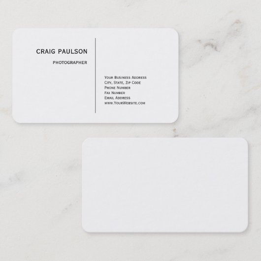 Modern minimalistisch zwart wit visitekaartje (Voorkant / Achterkant)