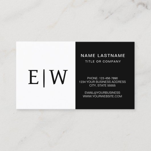 Modern minimalistisch zwart wit visitekaartje (Voorkant)