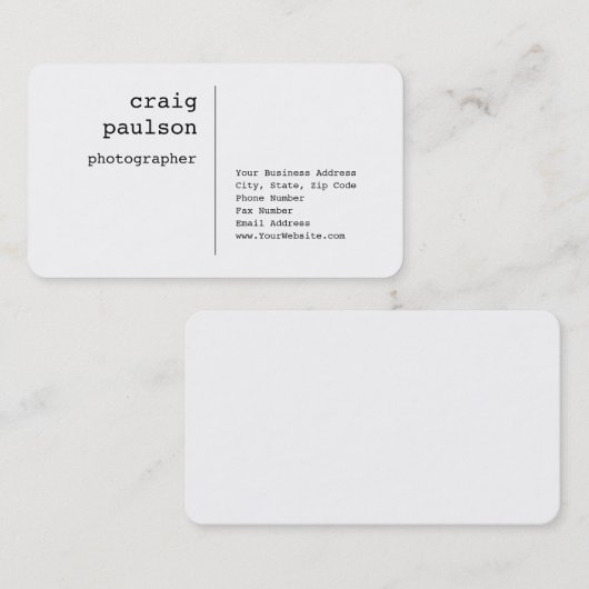 Modern minimalistisch zwart wit visitekaartje (Voorkant / Achterkant)