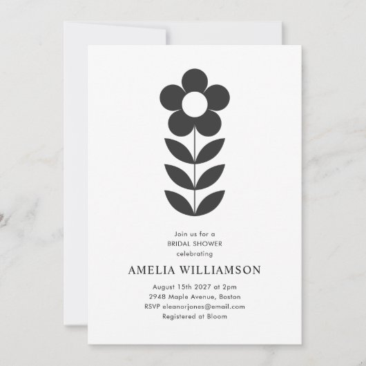 Modern minimalistisch zwart wit Vrijgezellenfeest Kaart (Voorkant)