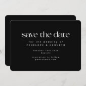 Modern minimalistisch zwart wit zwart, eenvoudig h save the date (Voorkant / Achterkant)