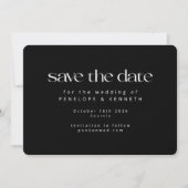 Modern minimalistisch zwart wit zwart, eenvoudig h save the date (Voorkant)
