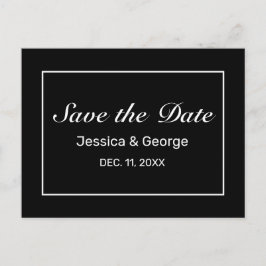 Modern minimalistisch zwart withuwelijk aankondigingskaart