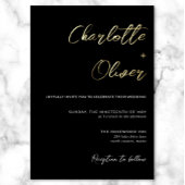 Modern minimalistisch zwart withuwelijk folie uitnodiging