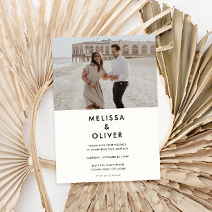 Modern minimalistisch zwart withuwelijk kaart