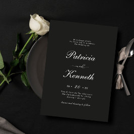 Modern minimalistisch zwart-withuwelijk kaart