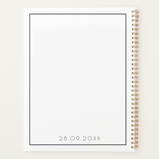 Modern minimalistisch zwart-withuwelijk planner (Achterkant)