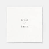 Modern minimalistisch zwart-withuwelijk servet (Voorkant)