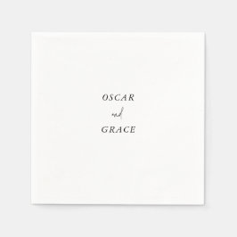 Modern minimalistisch zwart-withuwelijk servet