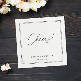 Modern minimalistisch zwart-withuwelijk servet