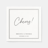 Modern minimalistisch zwart-withuwelijk servet (Voorkant)