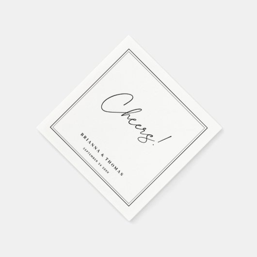 Modern minimalistisch zwart-withuwelijk servet (Hoek)