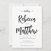 Modern minimalistisch zwart witscript huwelijk kaart (Voorkant)