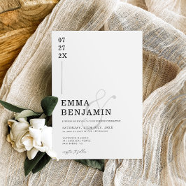 Modern & minimalistisch zwart | Witte bruiloft Kaart