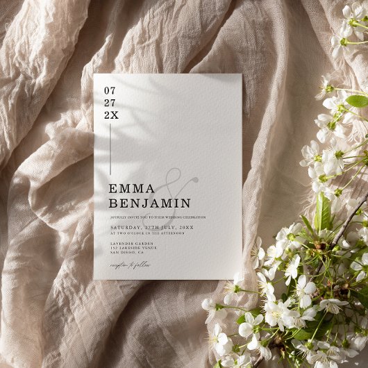 Modern & minimalistisch zwart | Witte bruiloft Kaart