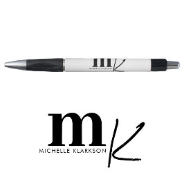 Modern Minimalistisch Zwart Witte Monogram  Pen