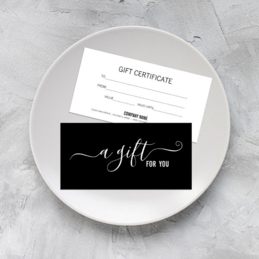 Modern Minimalistisch Zwart Zakelijk Cadeaubon