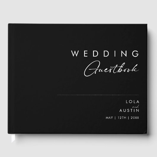 Modern minimalistisch | Zwarte bruiloft Gastenboek (Voorkant)