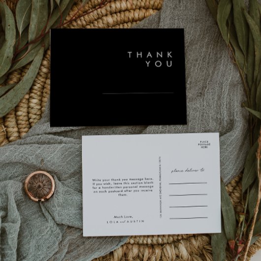 Modern minimalistisch | Zwarte bruiloft Hartelijk Briefkaart