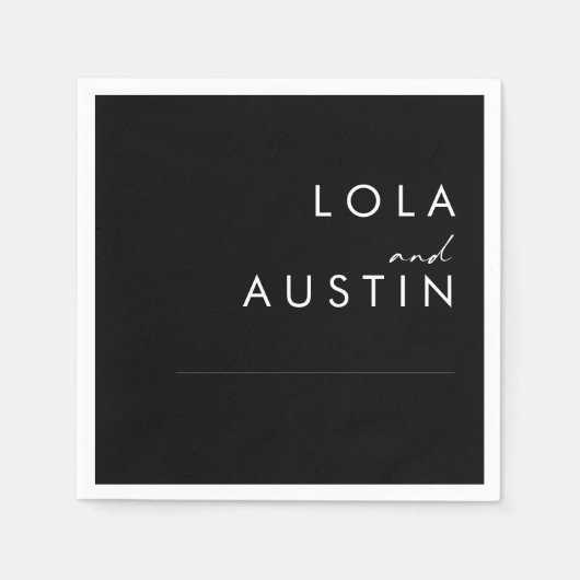 Modern minimalistisch | Zwarte bruiloft Napkins Servet (Voorkant)