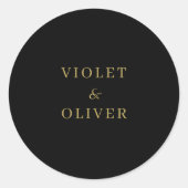Modern minimalistisch | Zwarte gouden bruiloft Ronde Sticker (Voorkant)