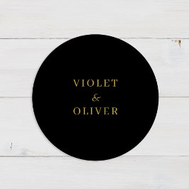 Modern minimalistisch | Zwarte gouden bruiloft Ronde Sticker