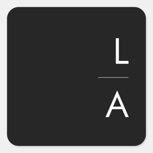 Modern minimalistisch | Zwarte monogram envelop Vierkante Sticker (Voorkant)