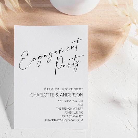 Modern minimalistisch | Zwarte Script Engagement P Kaart