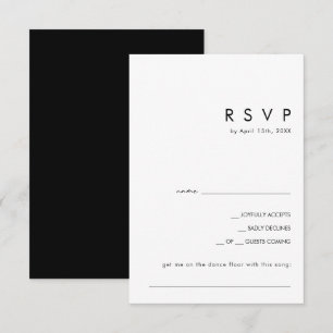 Modern minimalistisch   Zwarte Song Request RSVP C Kaartje